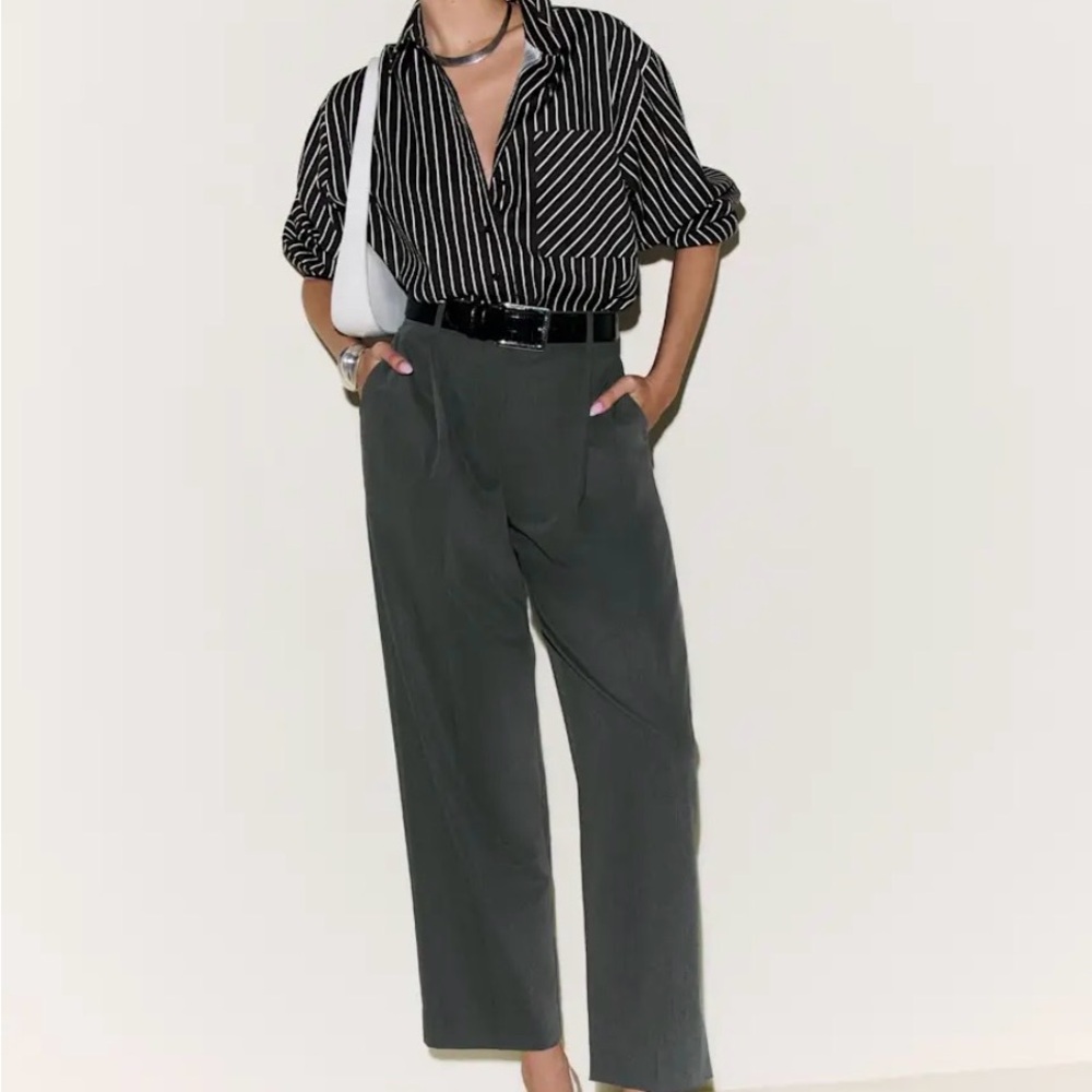 Reformation High-Rise Straight Leg Women's Pants in Dark Gray